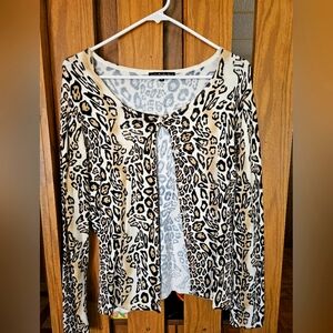 Pierri New York Sz M Cardigan Sweater, Animal Print, Bead Embellished